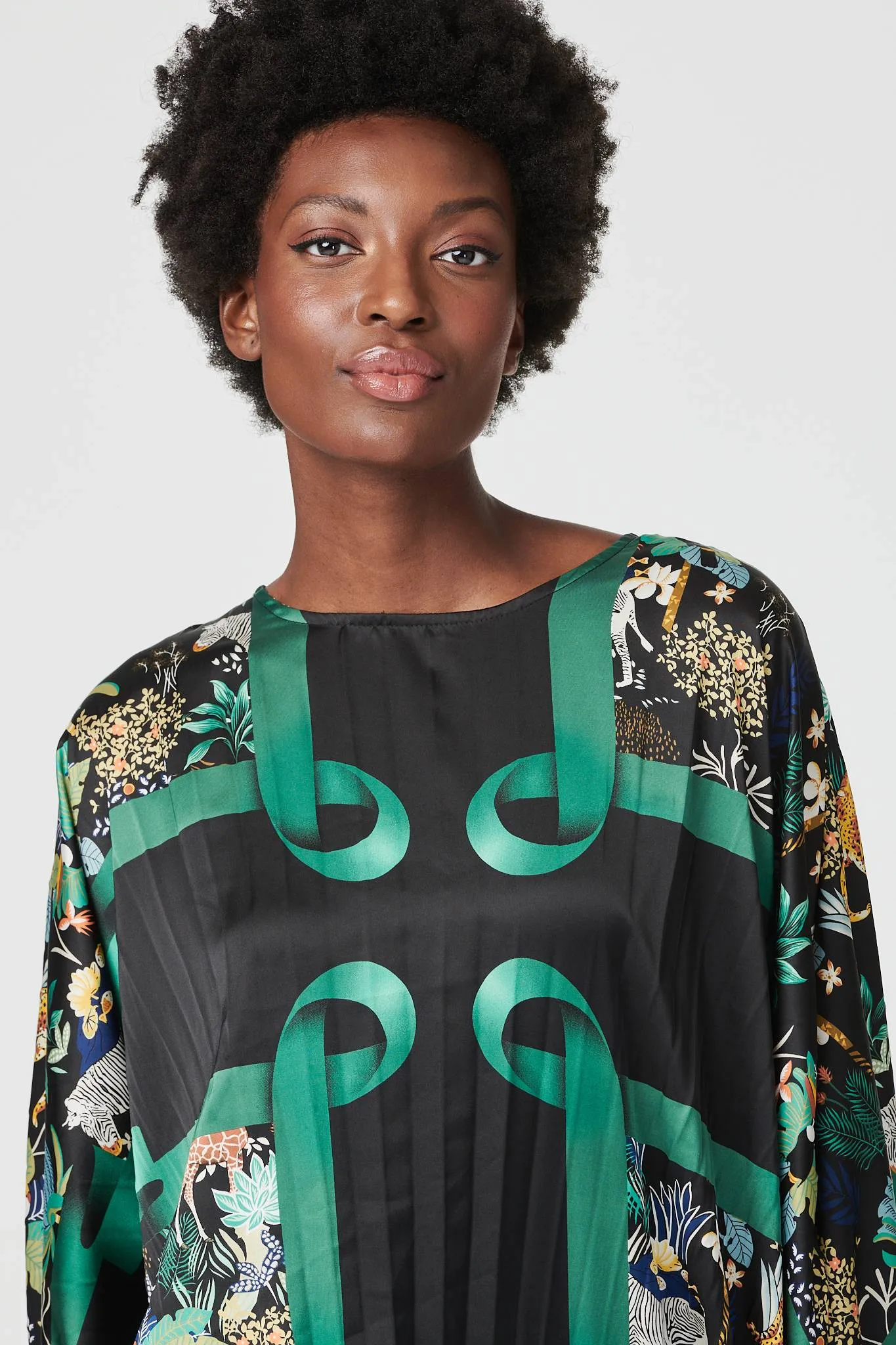 Printed Satin Oversized Blouse