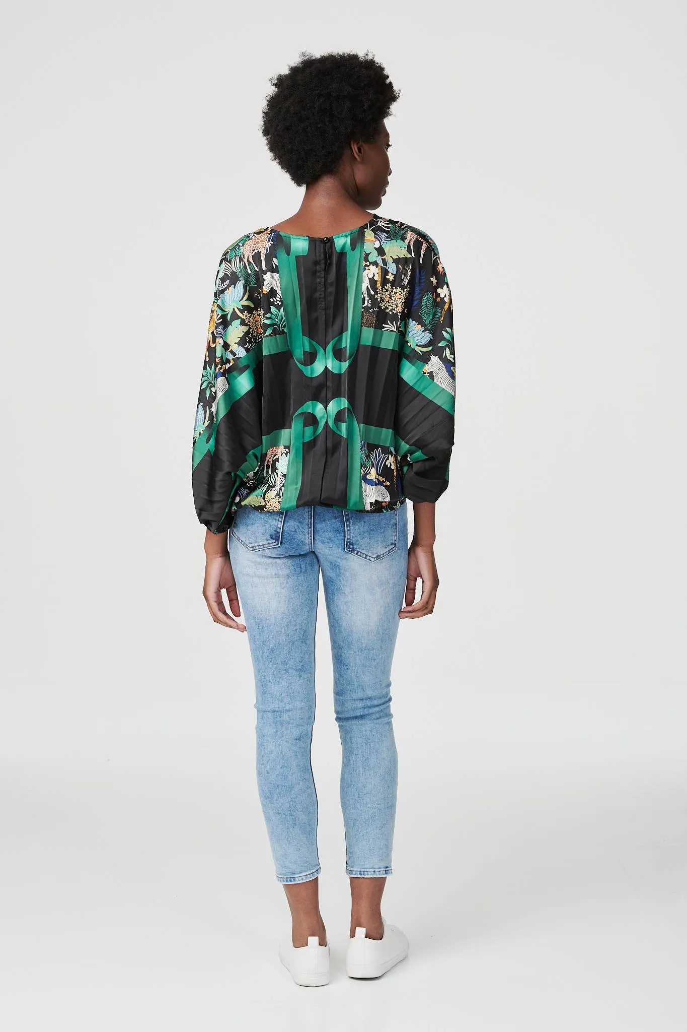 Printed Satin Oversized Blouse