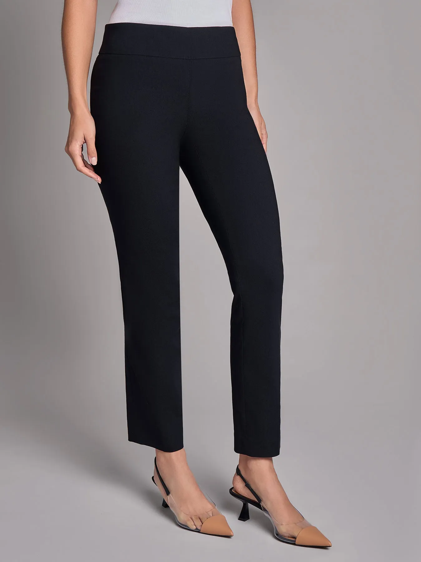 Pull-On Straight Leg Pants, Stretch Twill