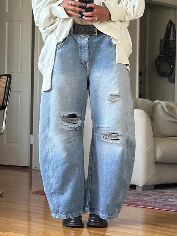 Ripped Banana Jeans Blue Casual Trendy Loose Jeans