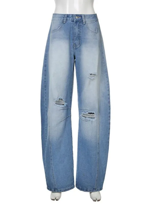 Ripped Banana Jeans Blue Casual Trendy Loose Jeans