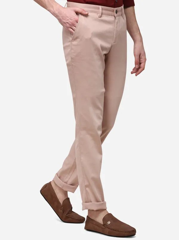 Rose Pink Slim Fit Solid Casual Trouser | JadeBlue