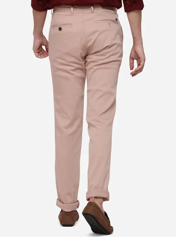 Rose Pink Slim Fit Solid Casual Trouser | JadeBlue