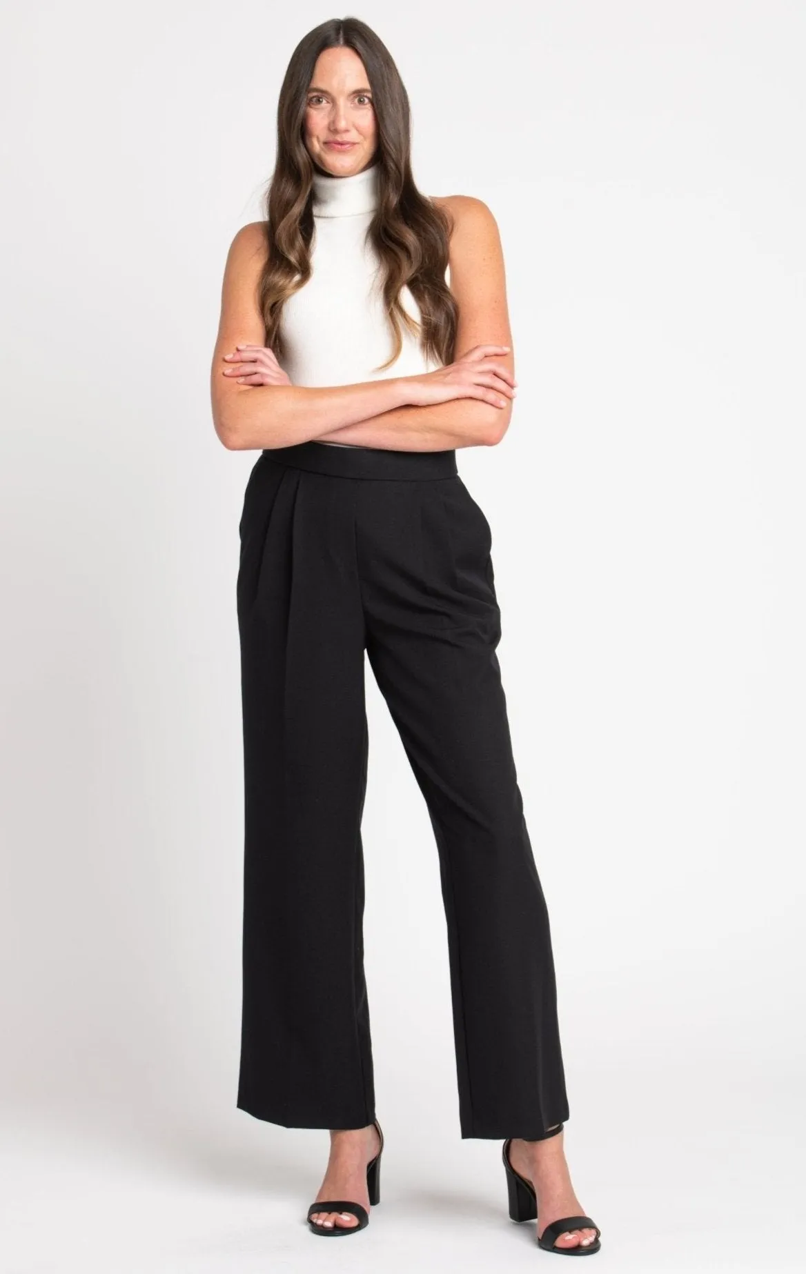 Roz & Ali Pleated Wide Leg Trouser Pants