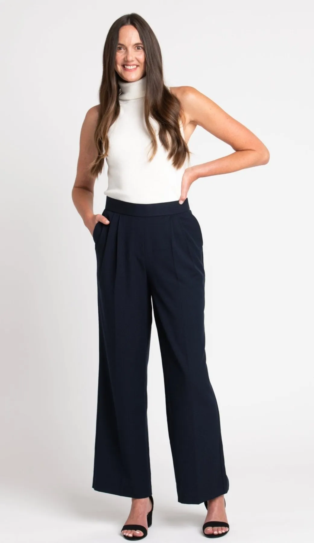 Roz & Ali Pleated Wide Leg Trouser Pants