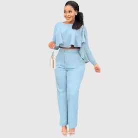 Ruffle Top & Straight Leg Pants set