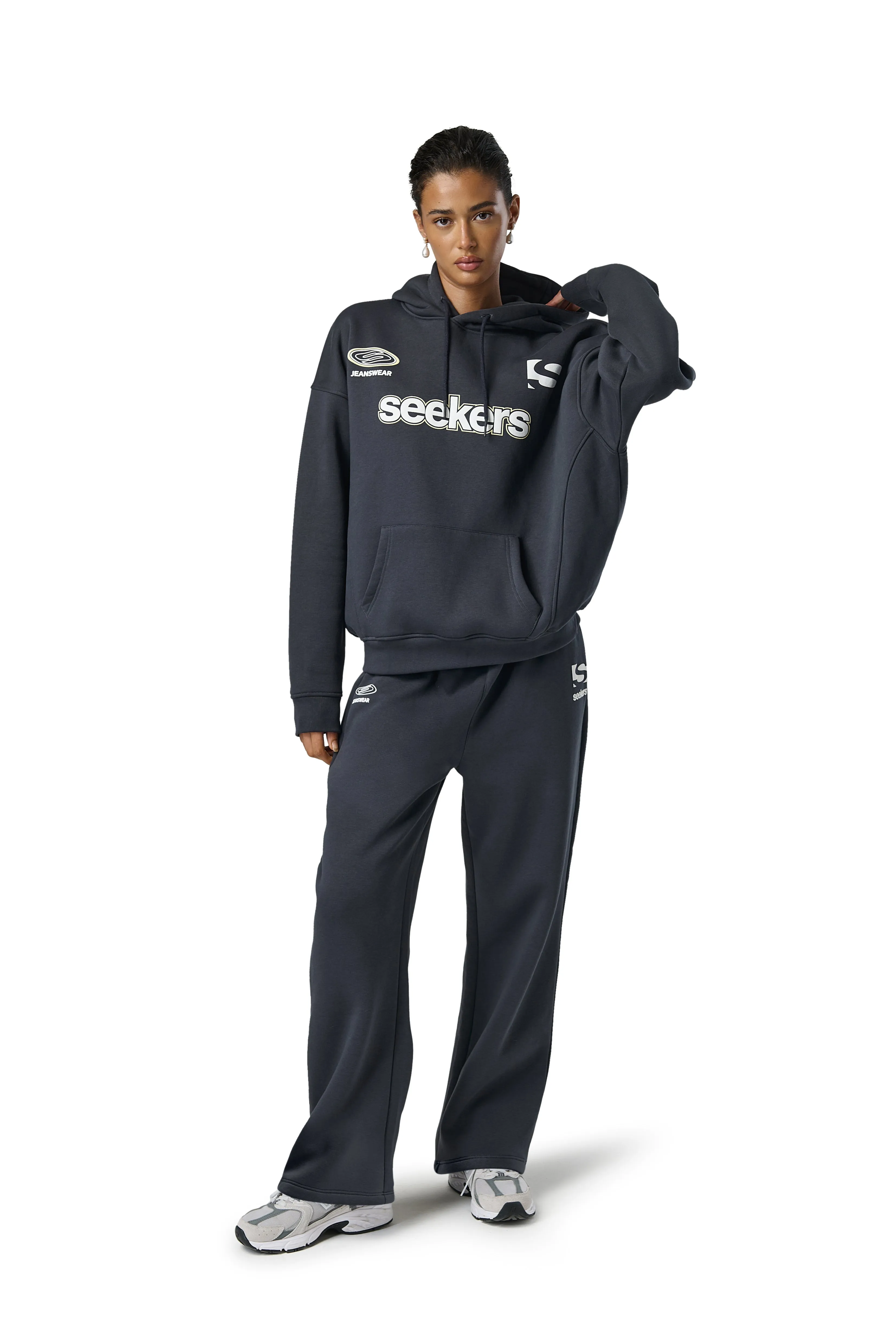 Seekers Motif Wide Leg Sweatpants in Skipper