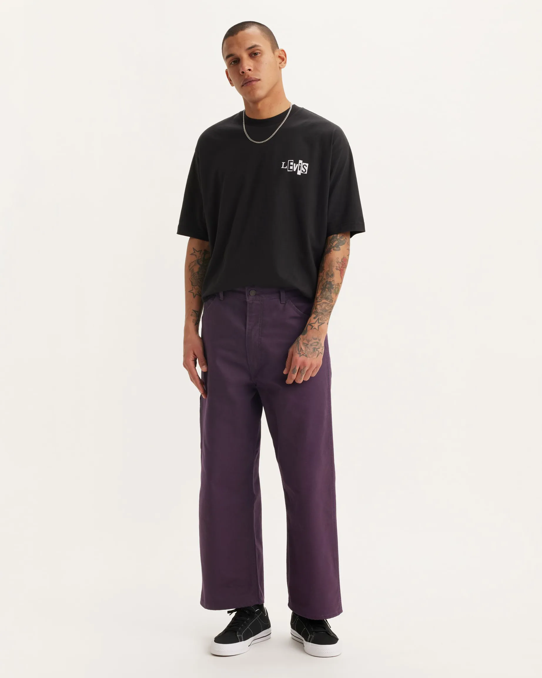 Skate Cropped Carpenter Trousers in Night Shade