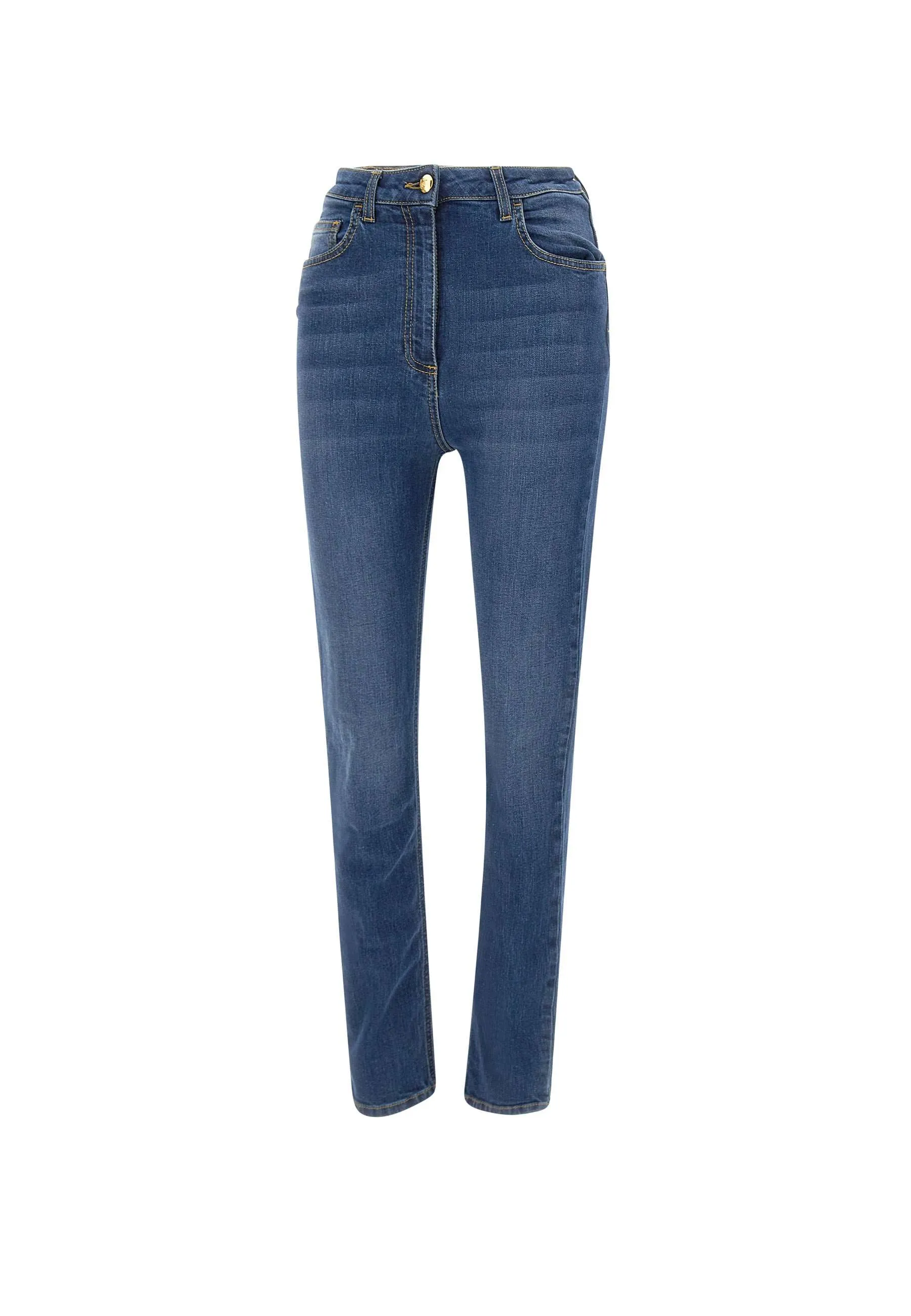 Skinny Stretch Cotton Jeans with Buttons