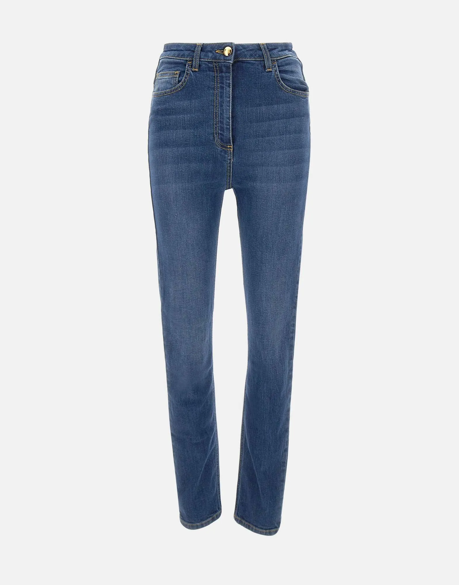 Skinny Stretch Cotton Jeans with Buttons