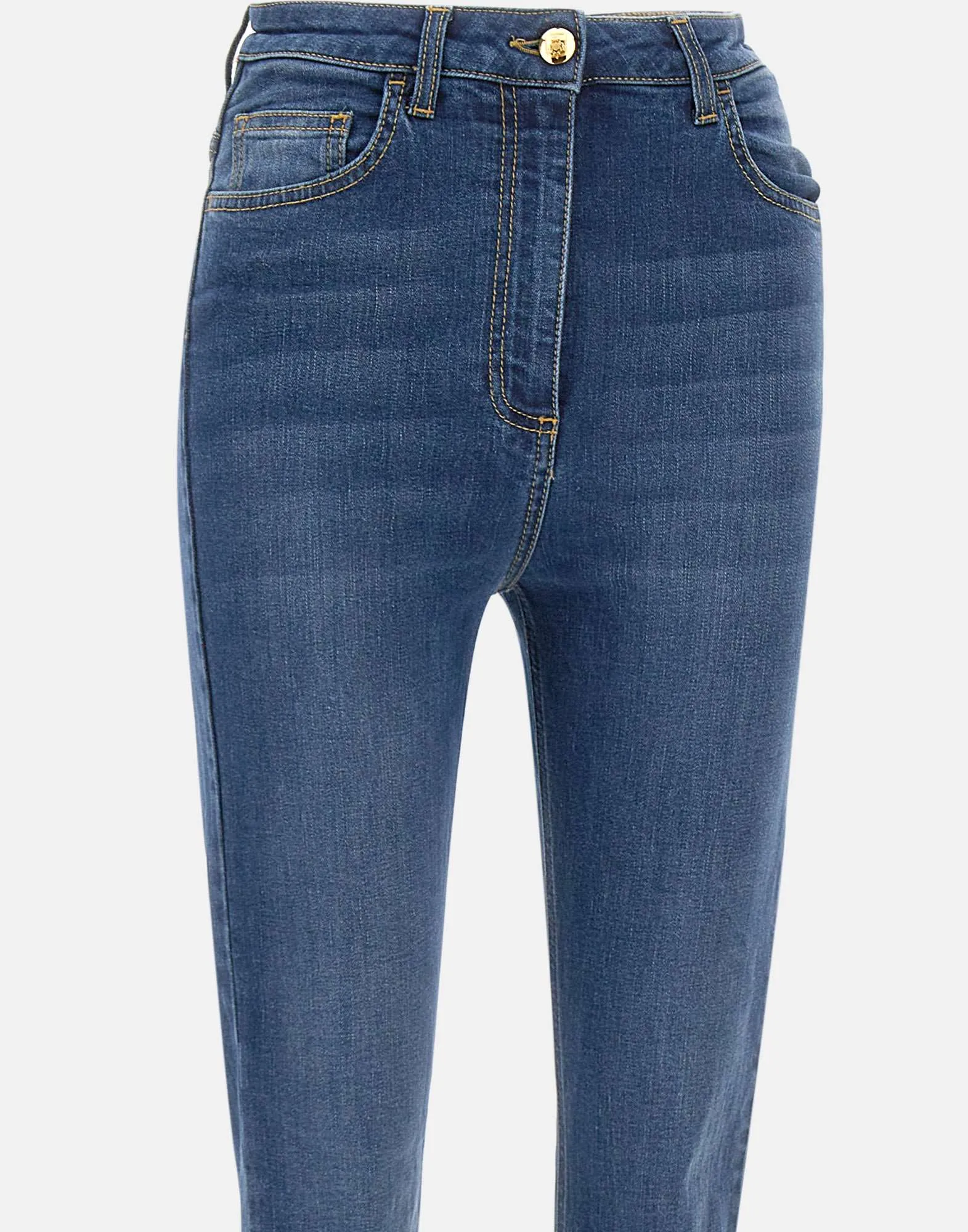 Skinny Stretch Cotton Jeans with Buttons