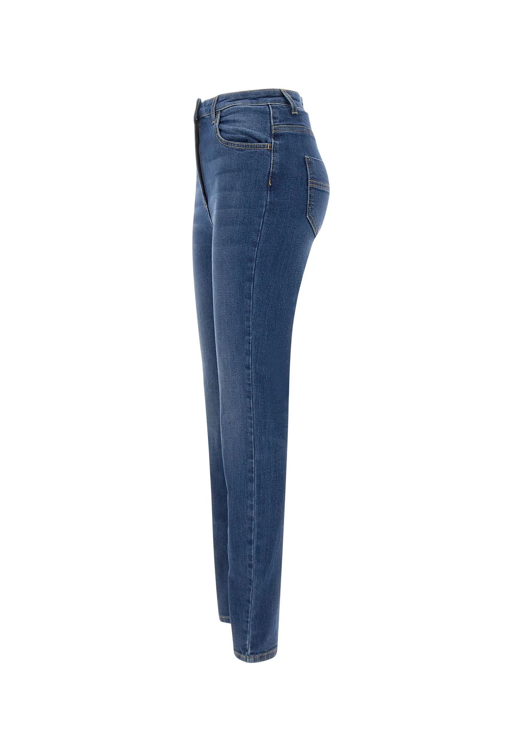 Skinny Stretch Cotton Jeans with Buttons