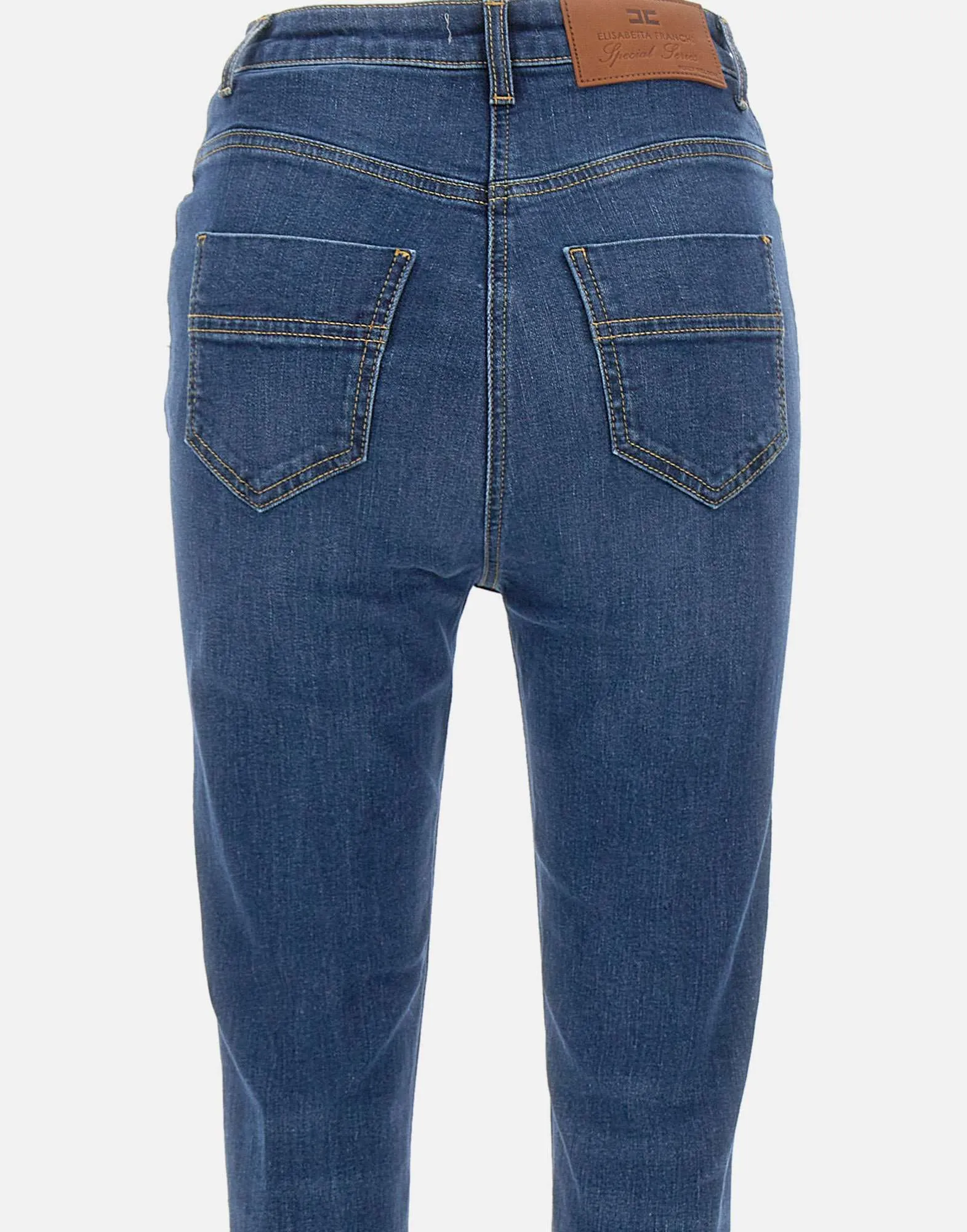 Skinny Stretch Cotton Jeans with Buttons