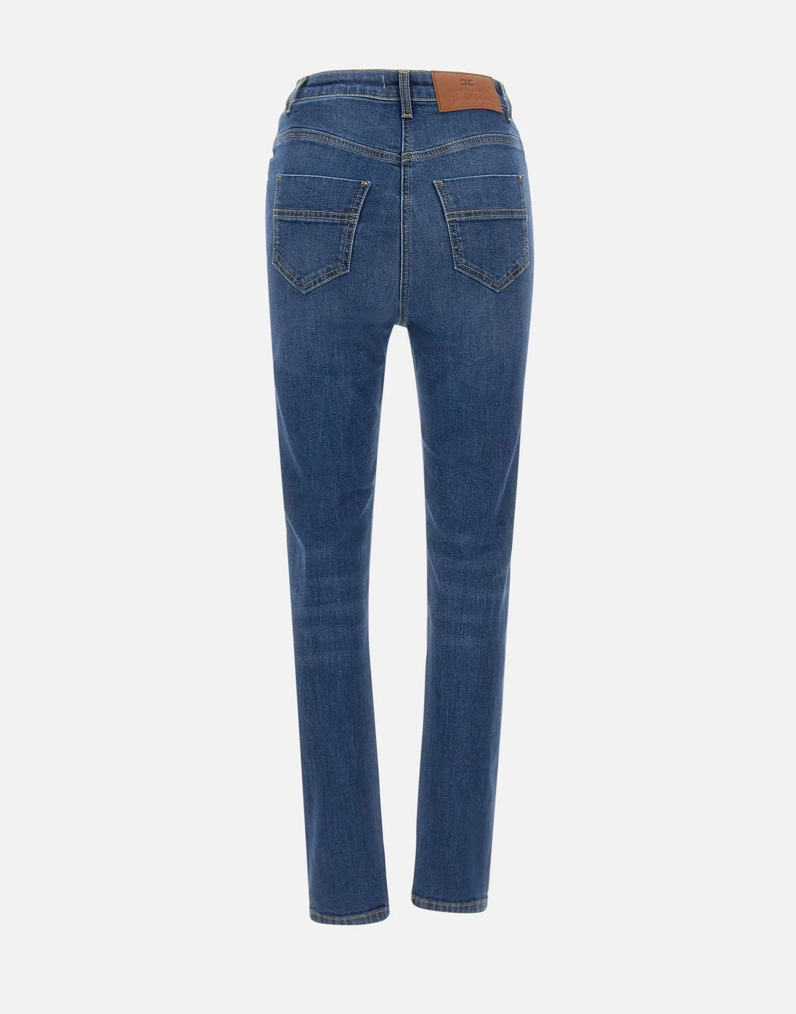 Skinny Stretch Cotton Jeans with Buttons