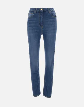 Skinny Stretch Cotton Jeans with Buttons