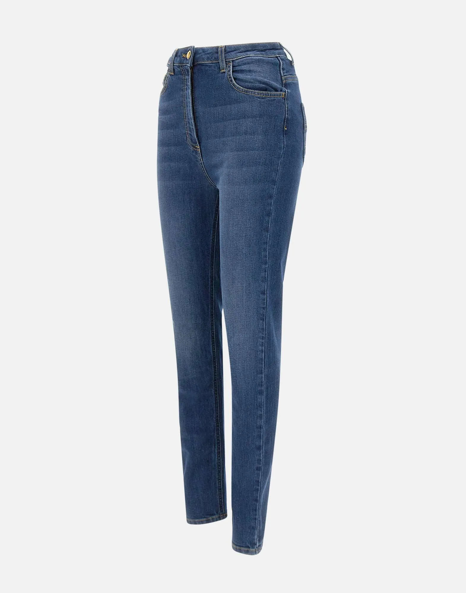 Skinny Stretch Cotton Jeans with Buttons