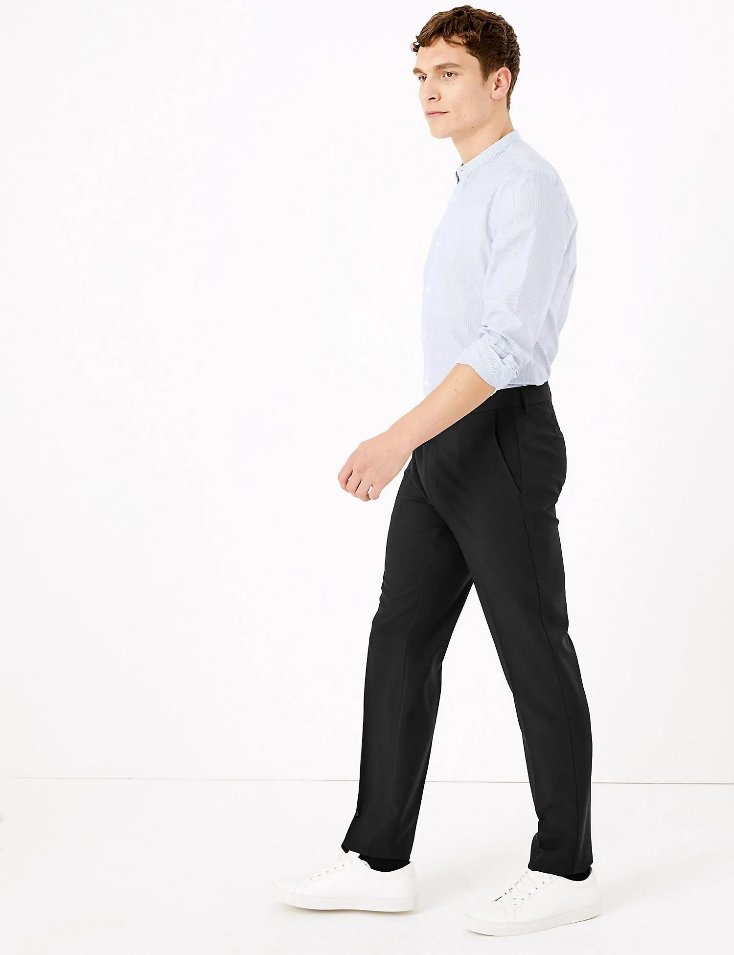 Slim Fit Flat Front Trousers