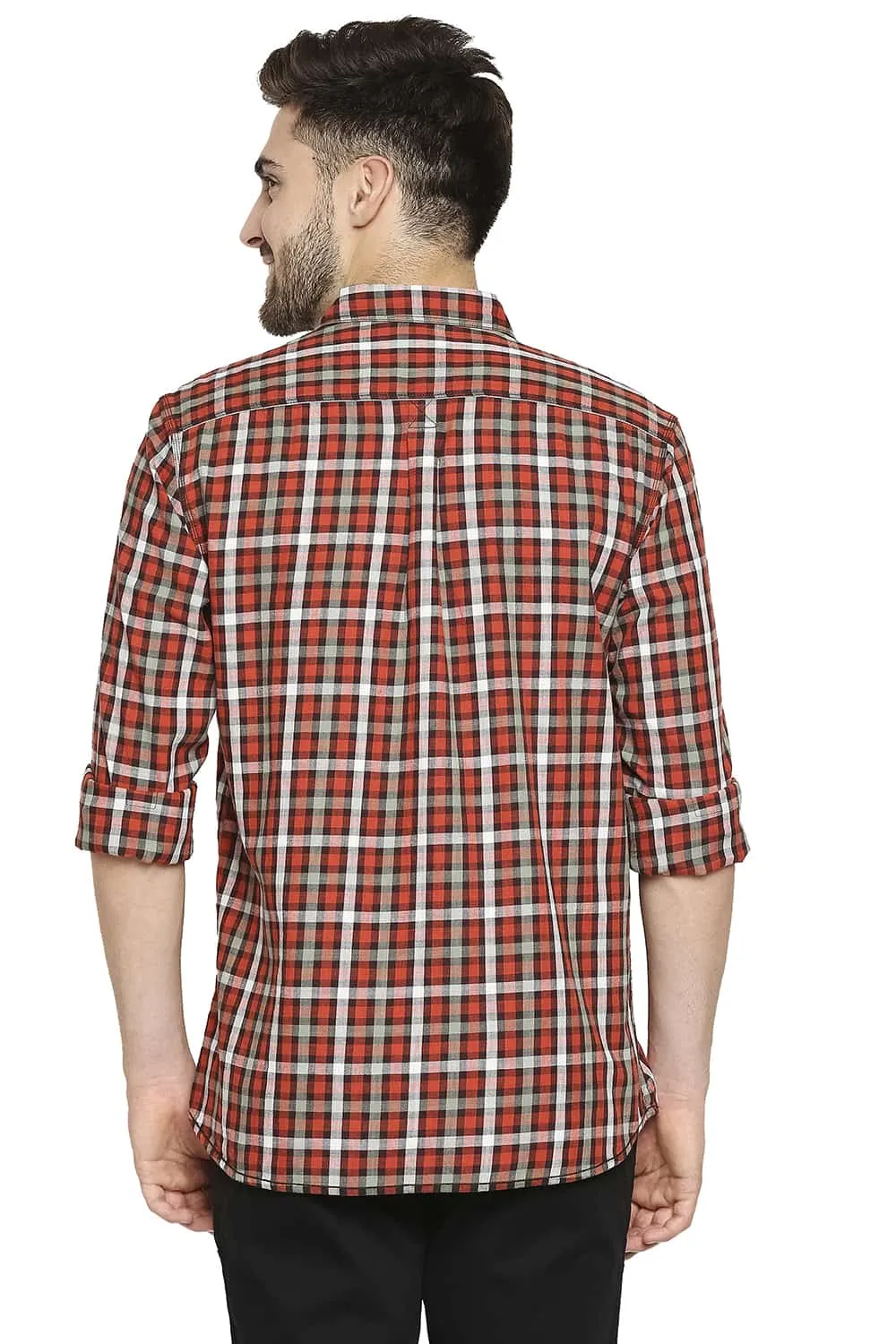 Slim Fit Slub Twill Checks Shirt Shirt