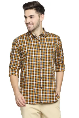 Slim Fit Slub Twill Checks Shirt Shirt