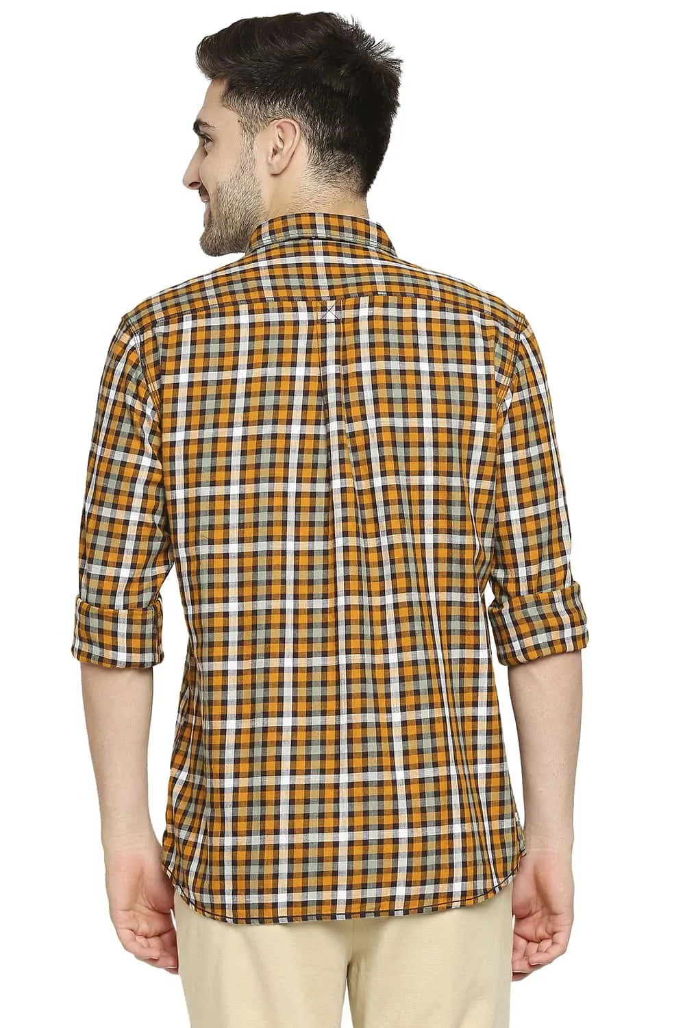 Slim Fit Slub Twill Checks Shirt Shirt