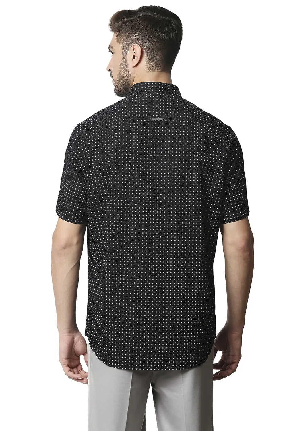 Slim Fit Twill Printed Halfsleeves Shirt