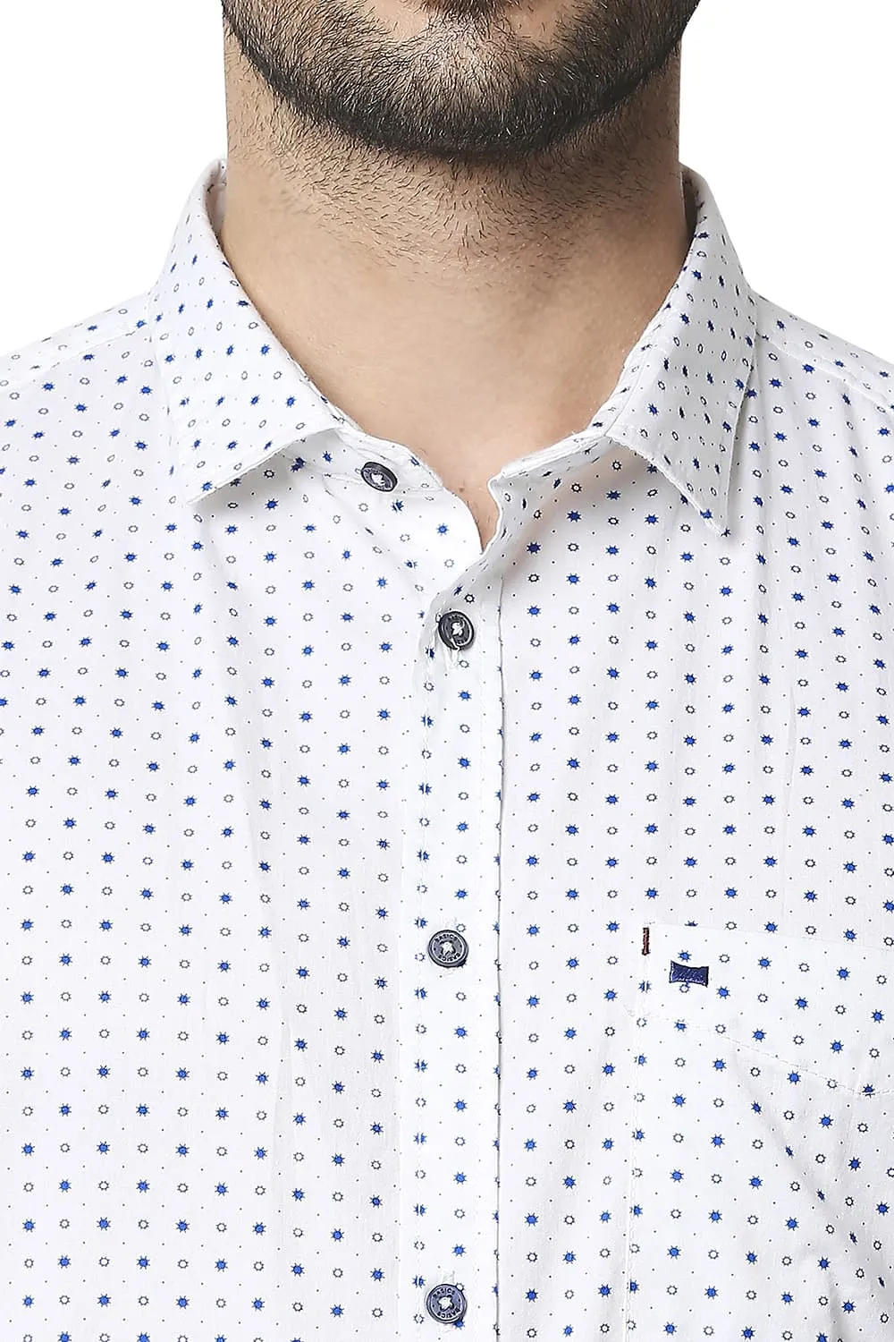 Slim Fit Twill Printed Halfsleeves Shirt