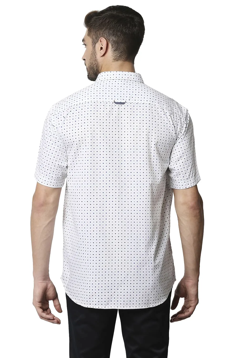 Slim Fit Twill Printed Halfsleeves Shirt