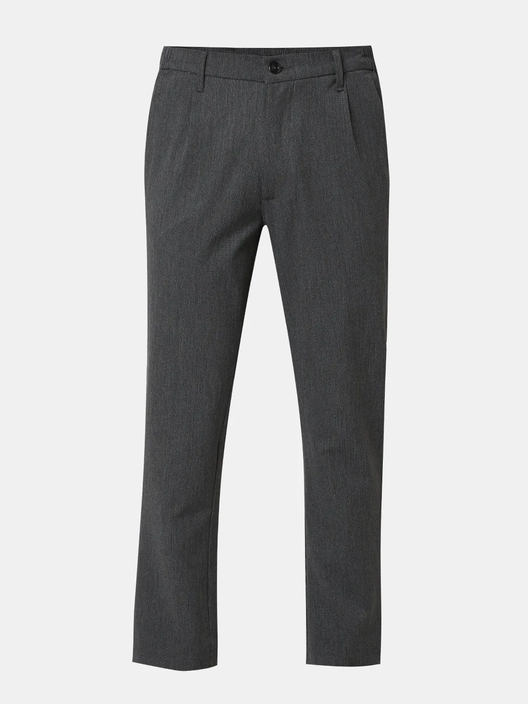 Spykar Grey Slim Fit Cotton Trouser For Men