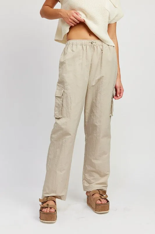 STRAIGHT LEG PANTS WITH ELASTIC WAIST BAND