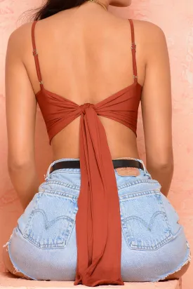 Strappy Days Tie Back Crop Top in Rust