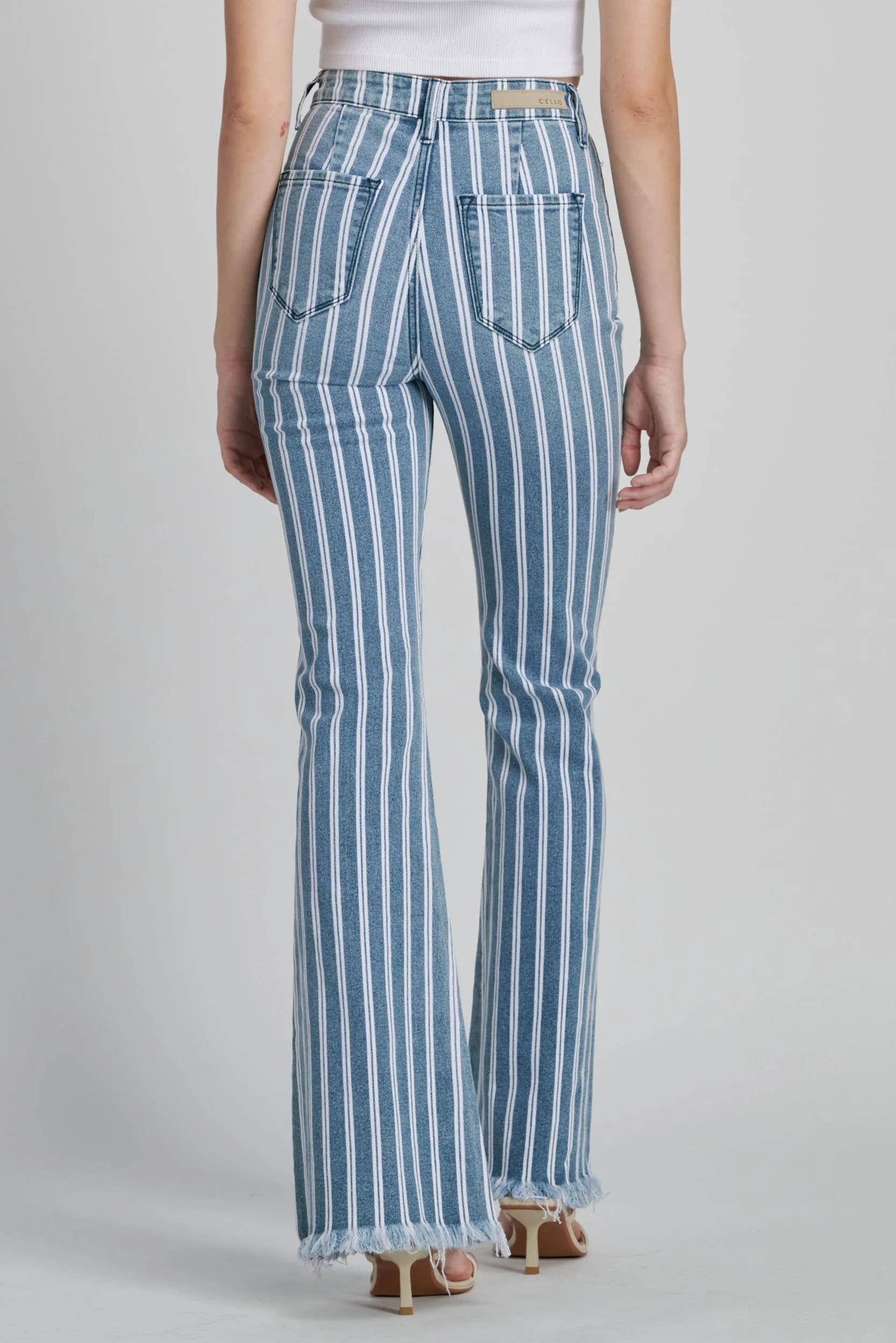 Striped Flare Jeans (Medium Wash)