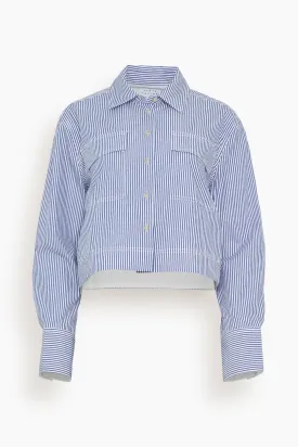 Striped Largaux Top in Blue/Optic White