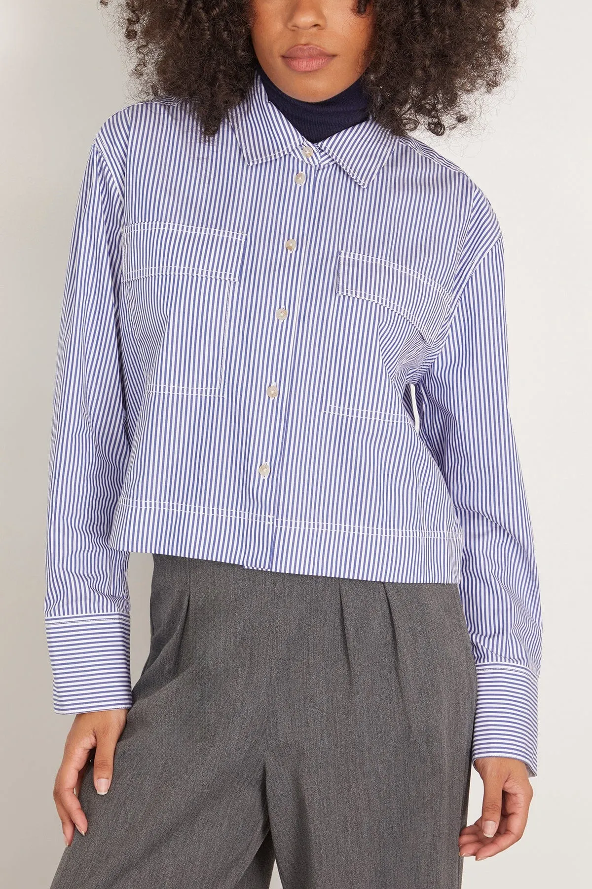 Striped Largaux Top in Blue/Optic White