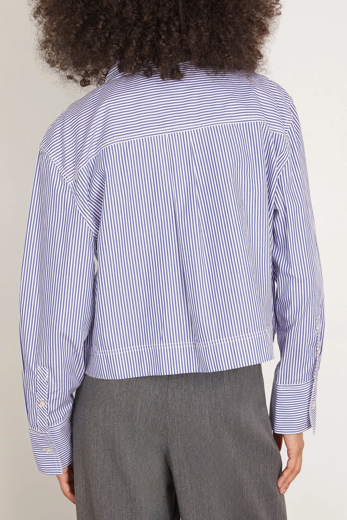 Striped Largaux Top in Blue/Optic White