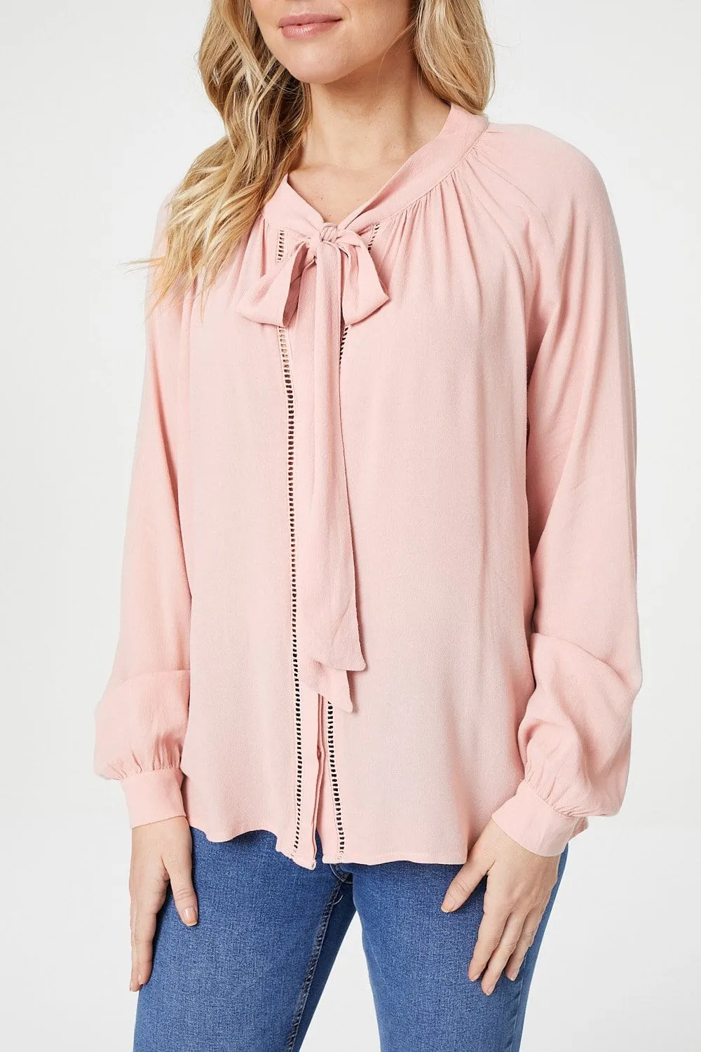 Tie Neck Long Sleeve Blouse