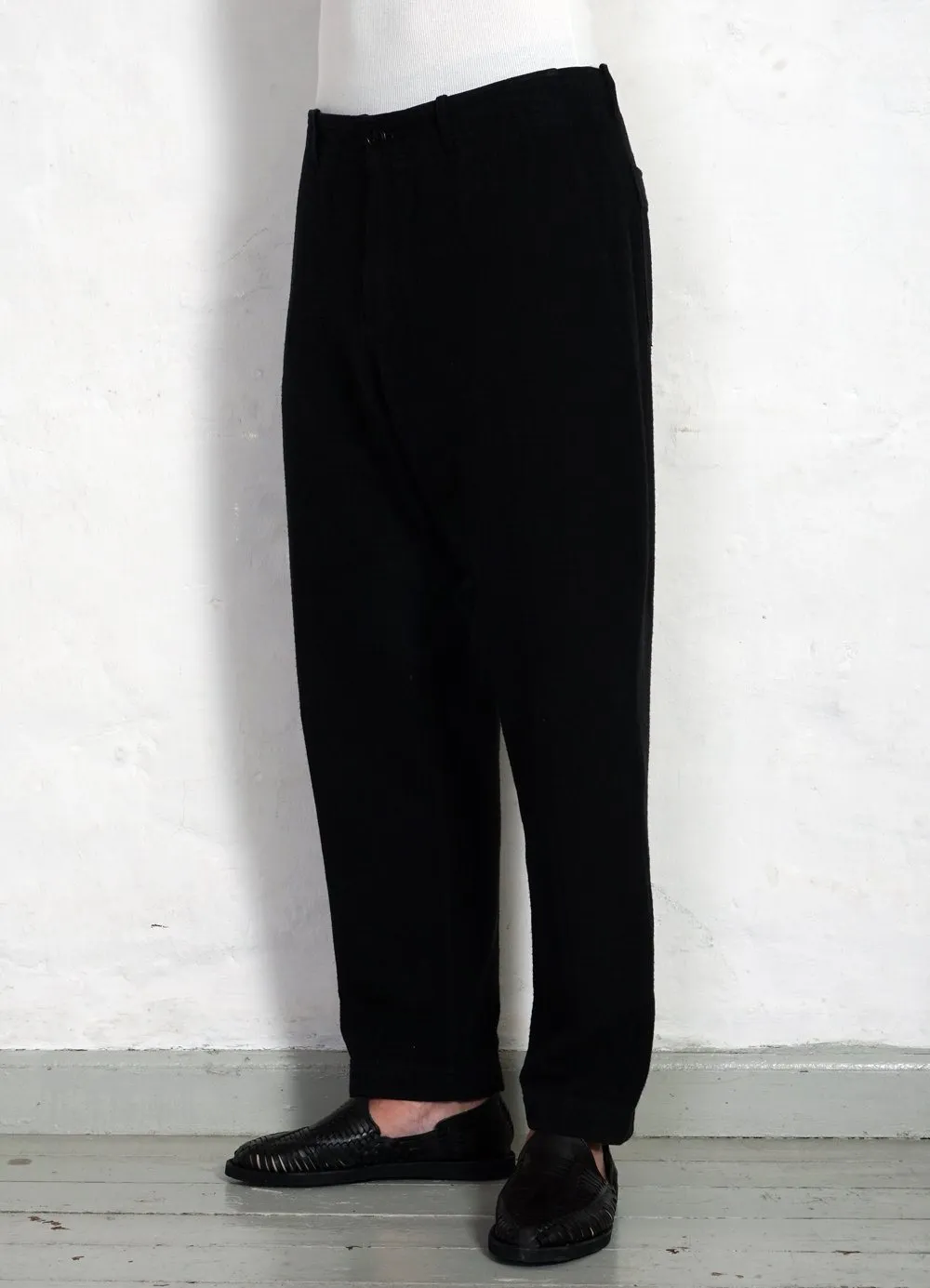 TRYGVE | Wide Cut Cropped Trousers | Black