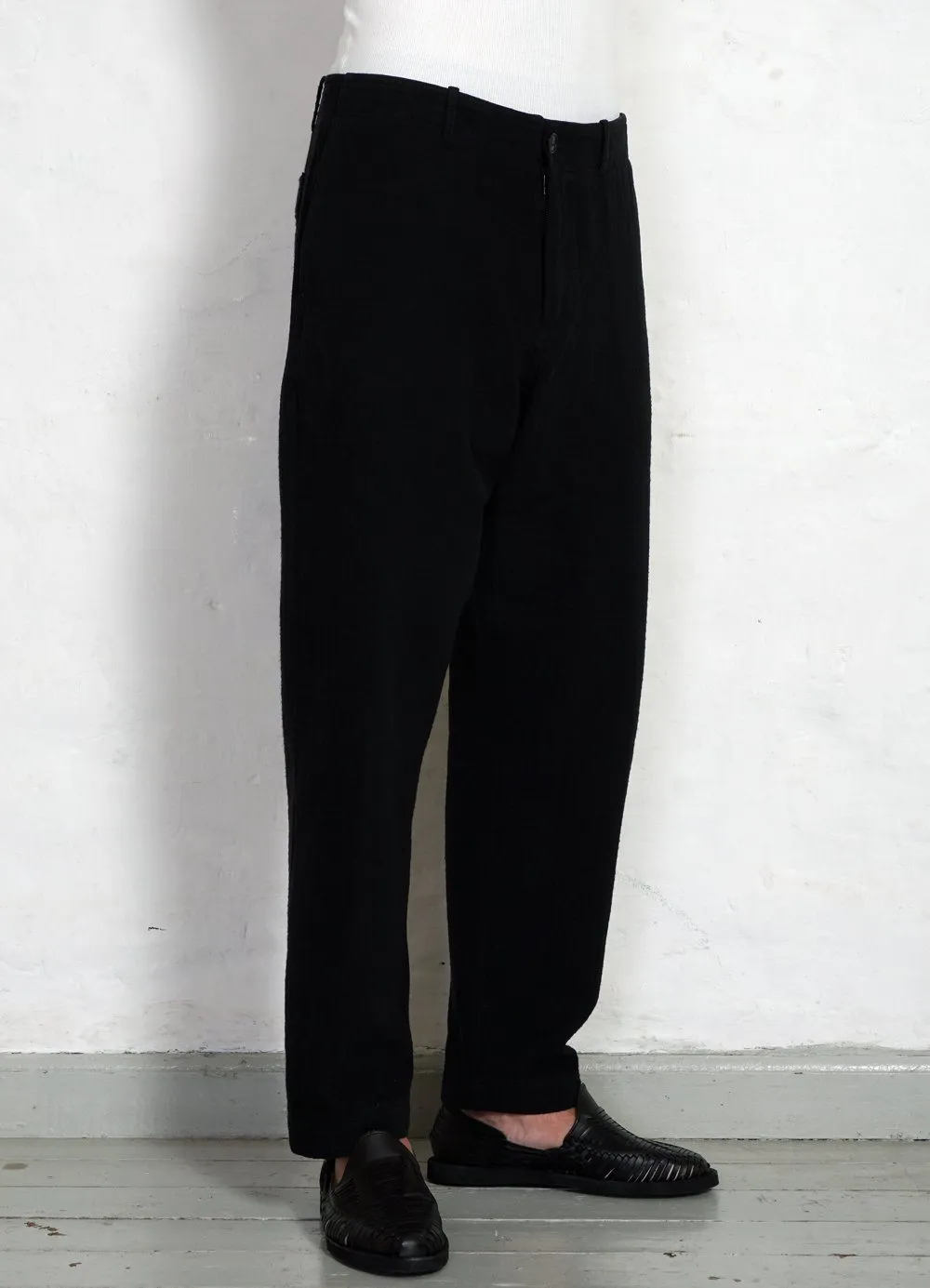 TRYGVE | Wide Cut Cropped Trousers | Black