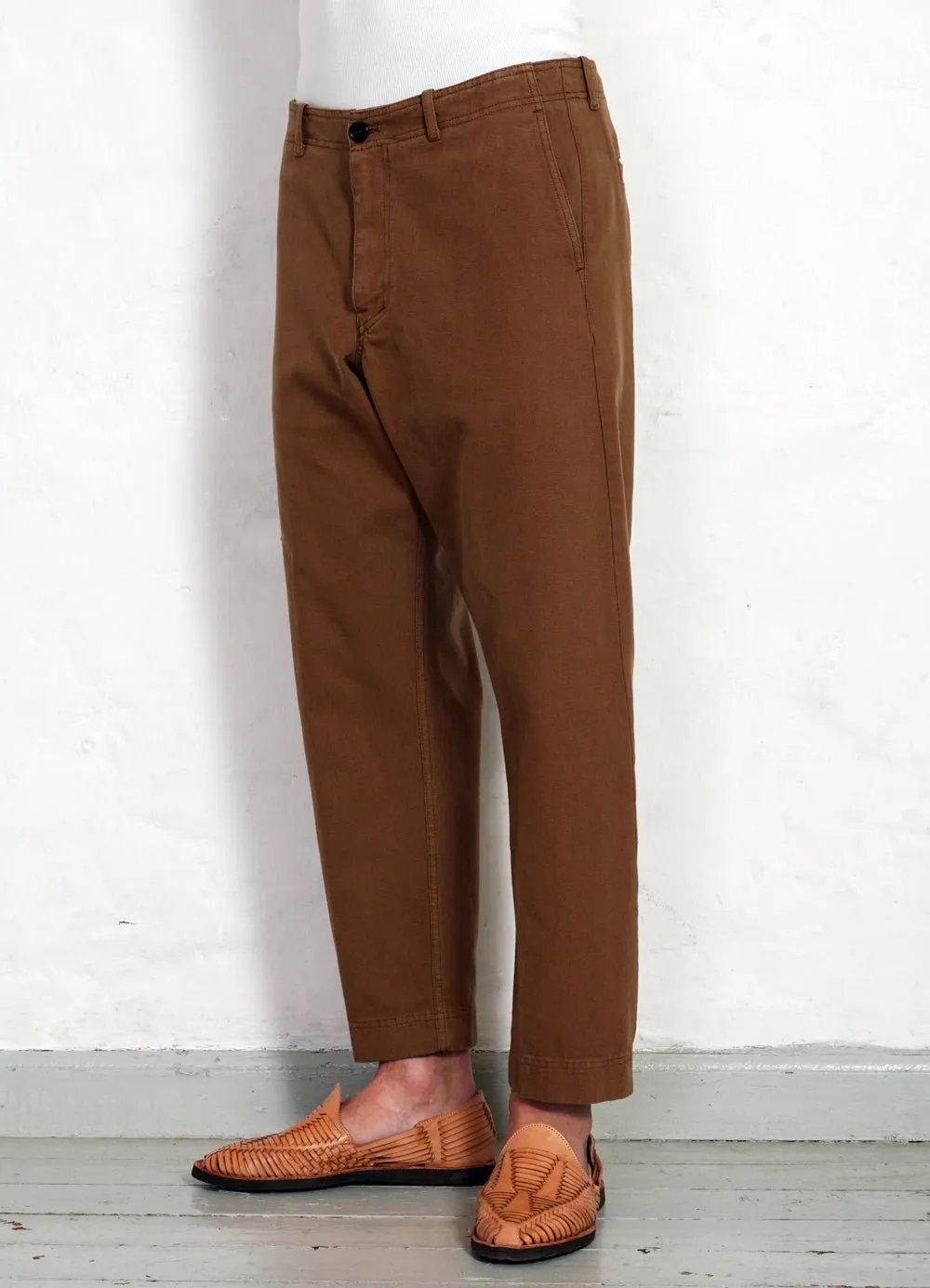 TRYGVE | Wide Cut Cropped Trousers | Terra