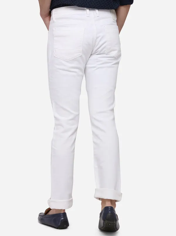 White Straight Fit Solid Jeans | JadeBlue