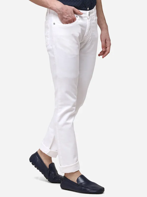 White Straight Fit Solid Jeans | JadeBlue