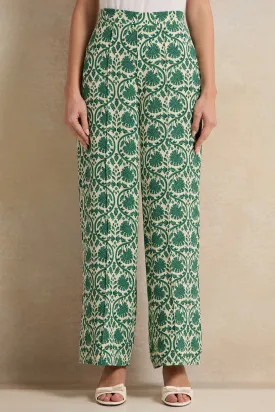 Women Green Printed Trousers