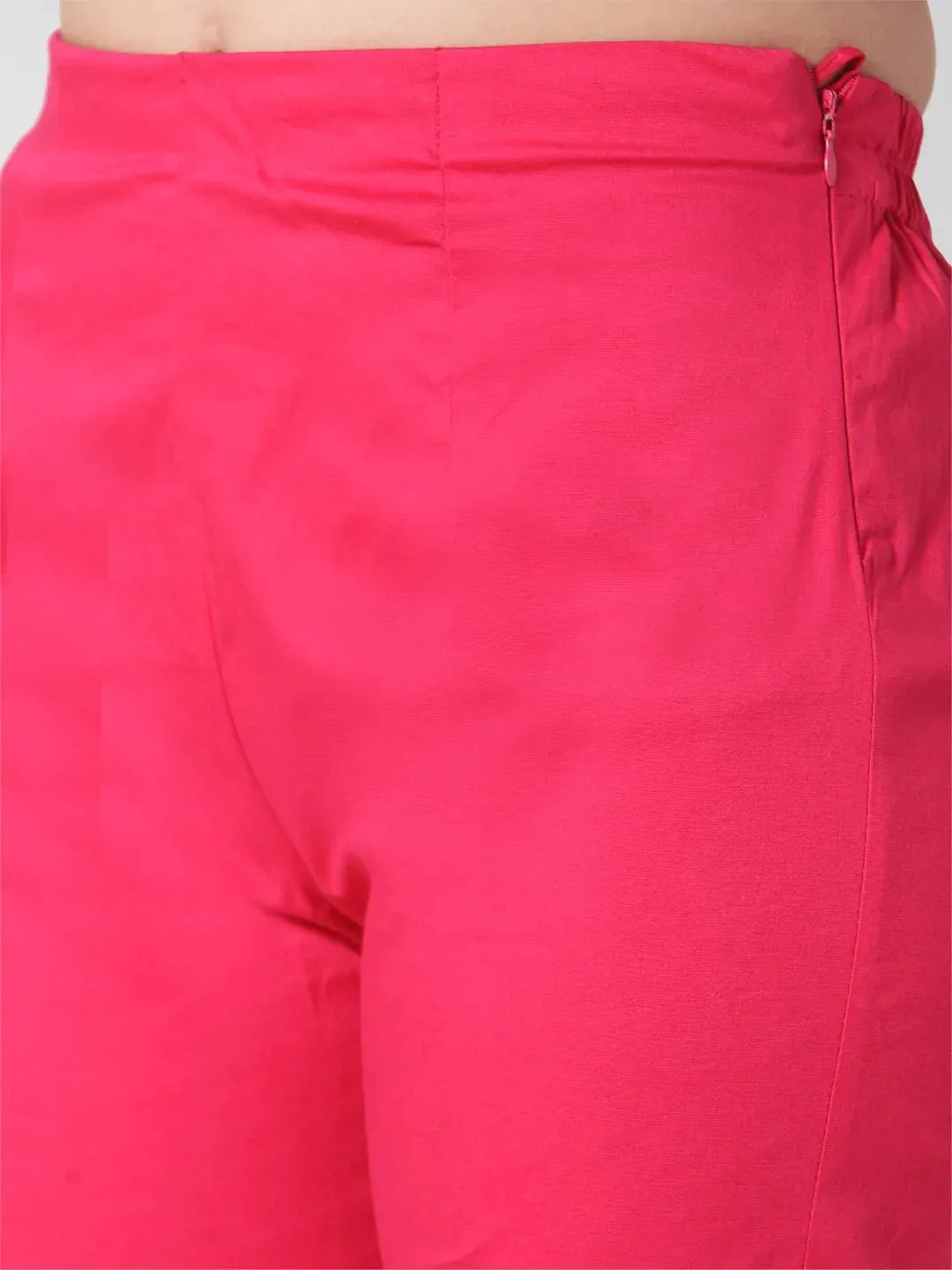 Women Pink Smart Slim Fit Solid Regular Trousers