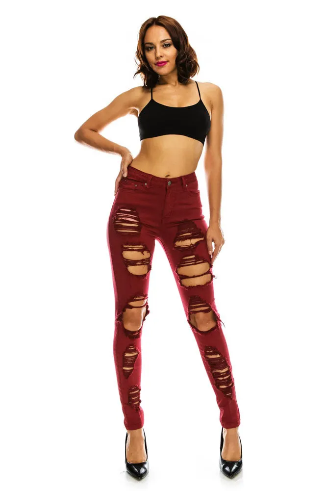 Women's High Rise Destroyed Skinny Jeans