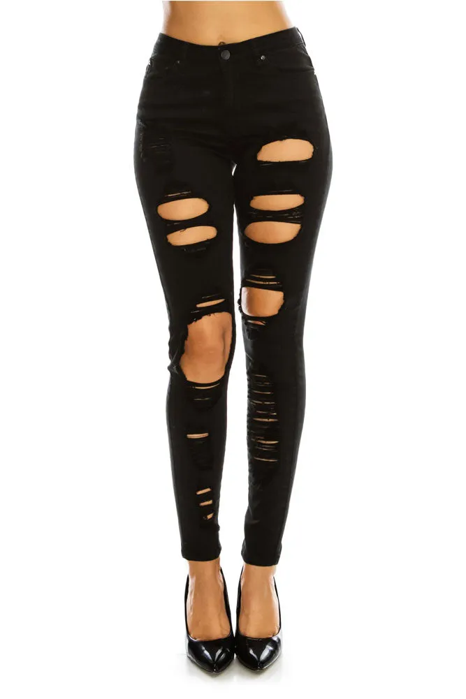 Women's High Rise Destroyed Skinny Jeans