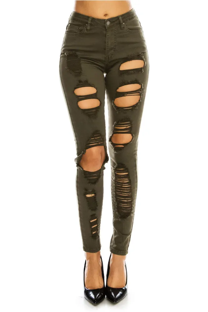 Women's High Rise Destroyed Skinny Jeans