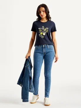 Women's Mid Rise 711 Blue Skinny Jeans