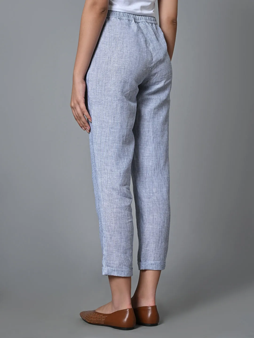 Women's White Linen Regular Fit Pant