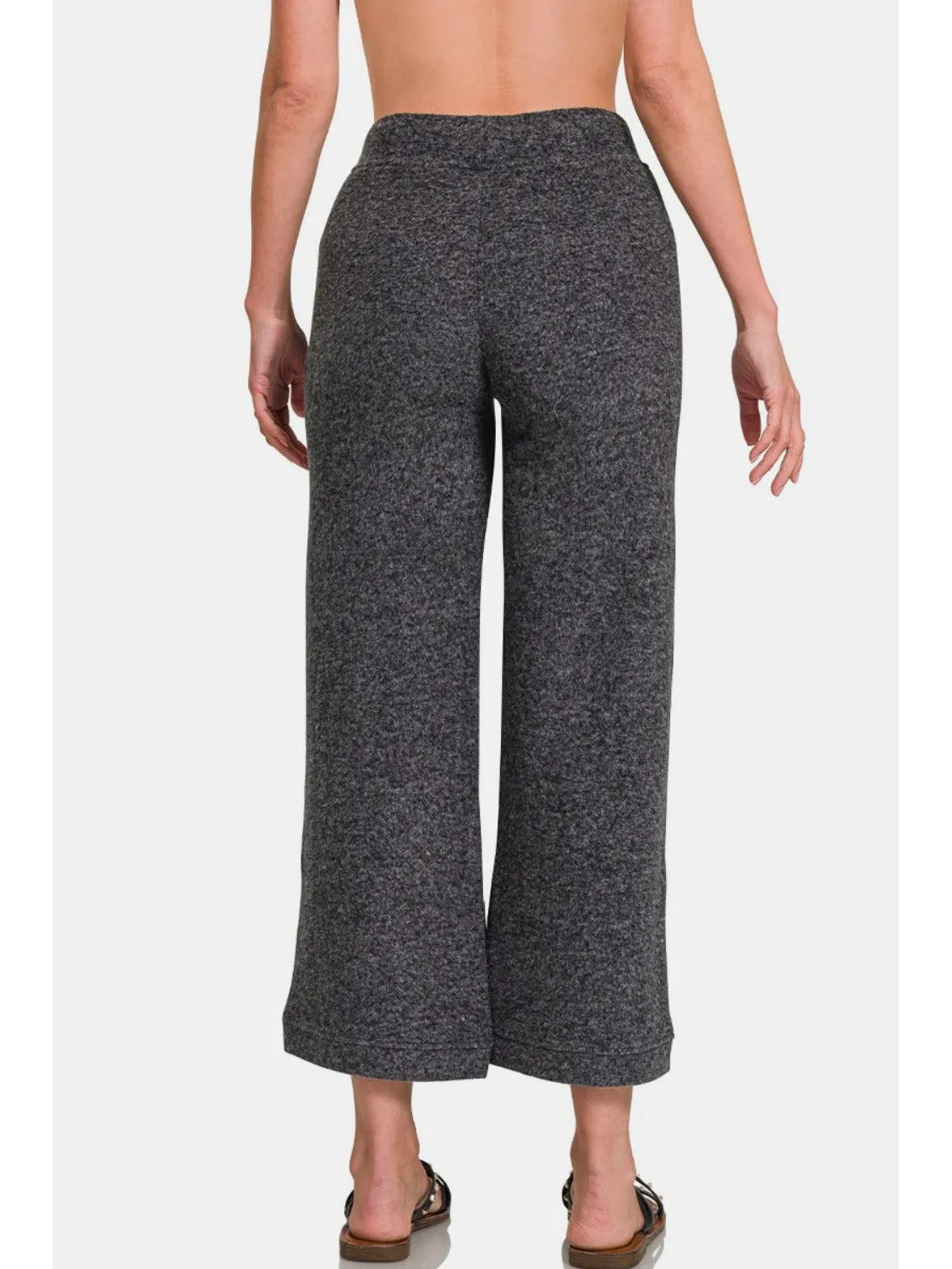 Zenana Drawstring Hacci Cropped Pants